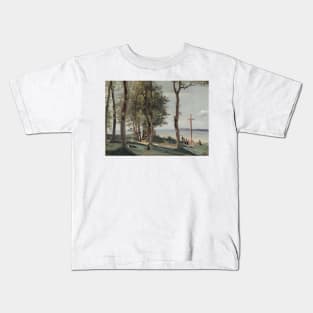 Honfleur - Calvary by Jean-Baptiste-Camille Corot Kids T-Shirt